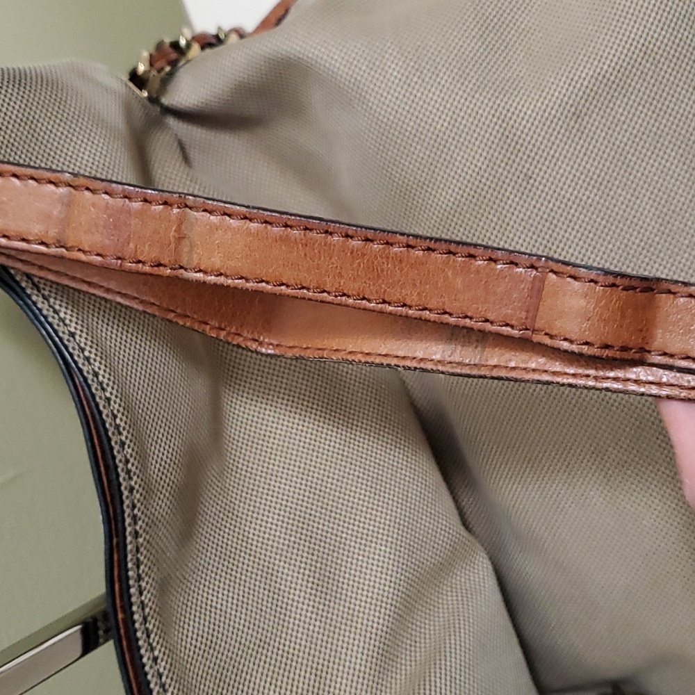 Chloé | Canvas and Tan Leather Shoulder/Crossbody Bag - Picture 9 of 16